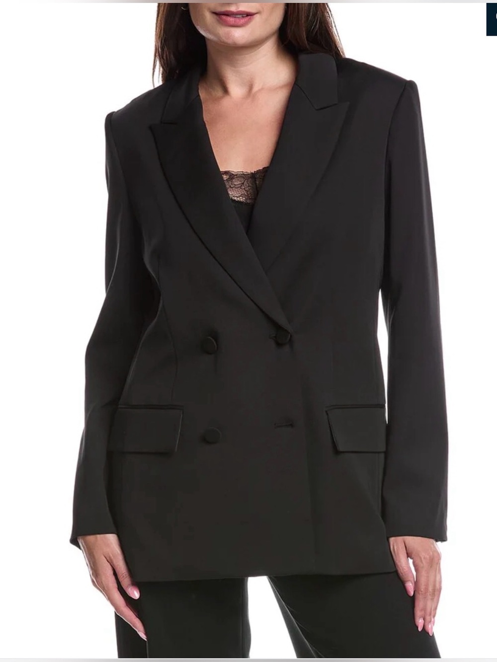 A.L.C. A.L.C. CALEB WOOL-BLEND JACKET Black Double-Breasted Notched Lapel Blazer